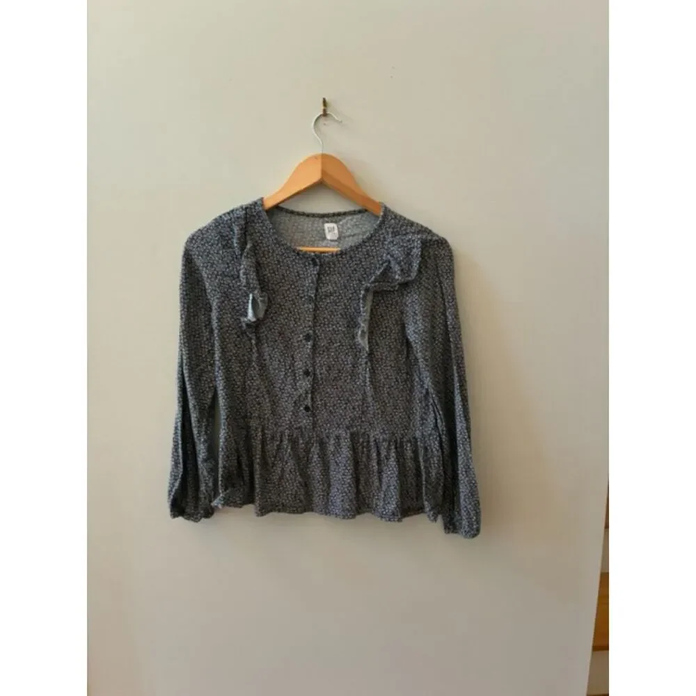 GAP Kids Floral Peplum Top | XL (12) | Navy | EUC